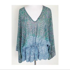Cabi Top Kimono 731 blouse women’s arts Sz M Sheer